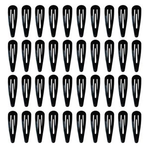 40 Pack Black 2 Inch Barrettes Women Metal Snap Hair Clips Accessories