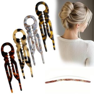 Prestige French Hair Pins - Serrated Anti-Slip Design, Curved Angle for Better Head Fit, New Elegant Hair Accessories for Women, Suitable for All Hair Types（4pcs）