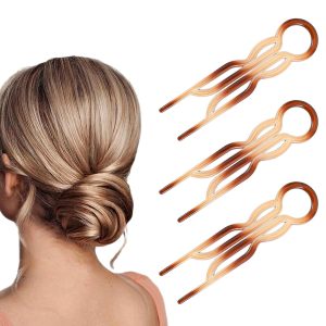 3Pcs Hair Pin for Women, Prestige French HairPin, Strong Durable Pins for Fine, Thick & Long Hair, Hairs Styling Accessories for Christmas Gift Party Valentine's Day（Brown）